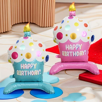 35inch Birthday Cake Candle Cake Shaped Happy Birthday Party Balloon Foil Balloons Photo…
