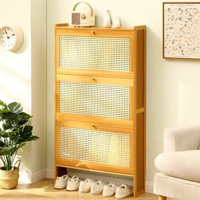 Nordic Small Shoe Cabinets Ultra-narrow Door Side Shoe Rack Simple Oblique Multi-layer Household Ultra-thin Cracks Against Wall