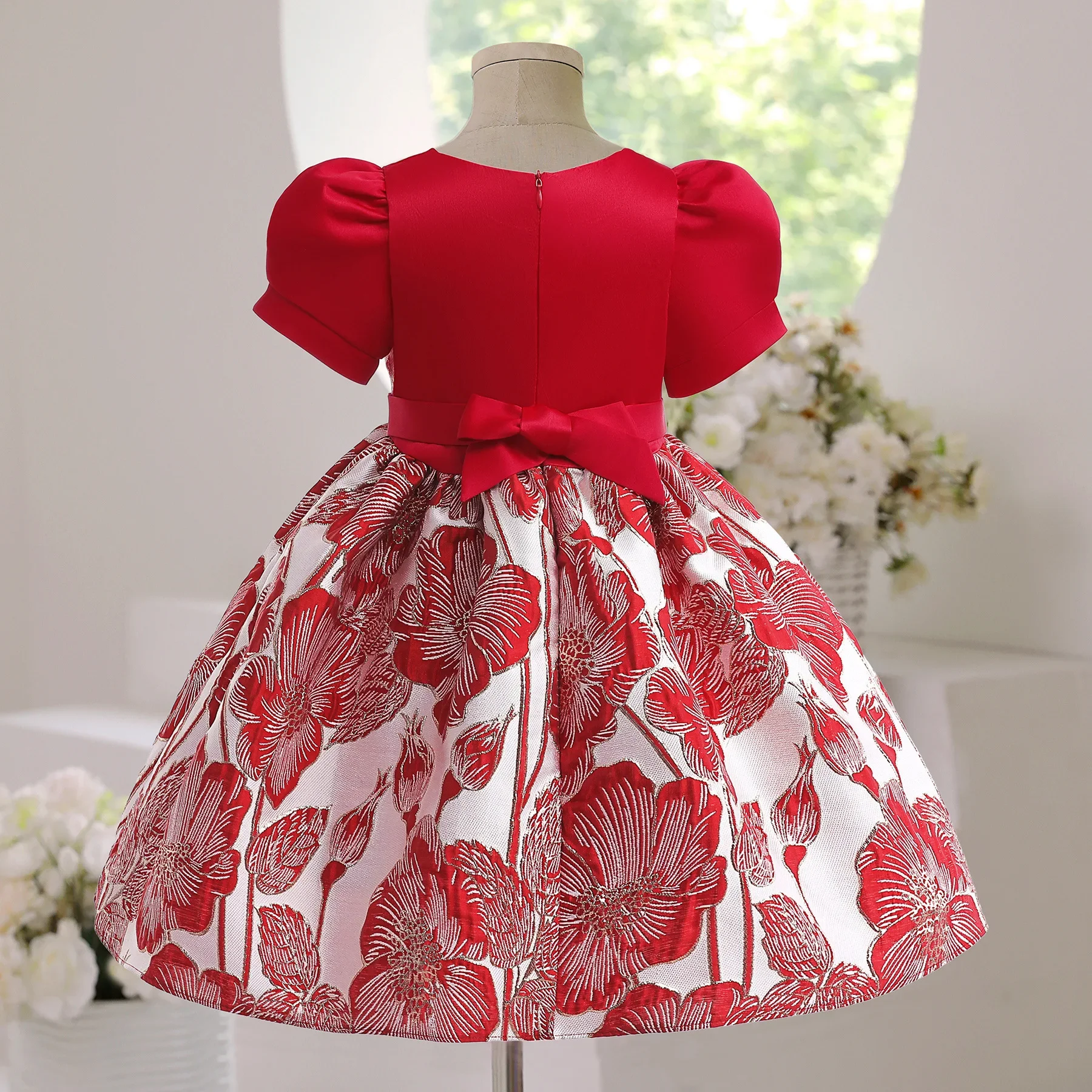 Red Tulle Baby Princess Dresses Embroidery Beading Kids Clothes Girls For Christams Party Bridesmaid ropa niña 3 8 10 Years