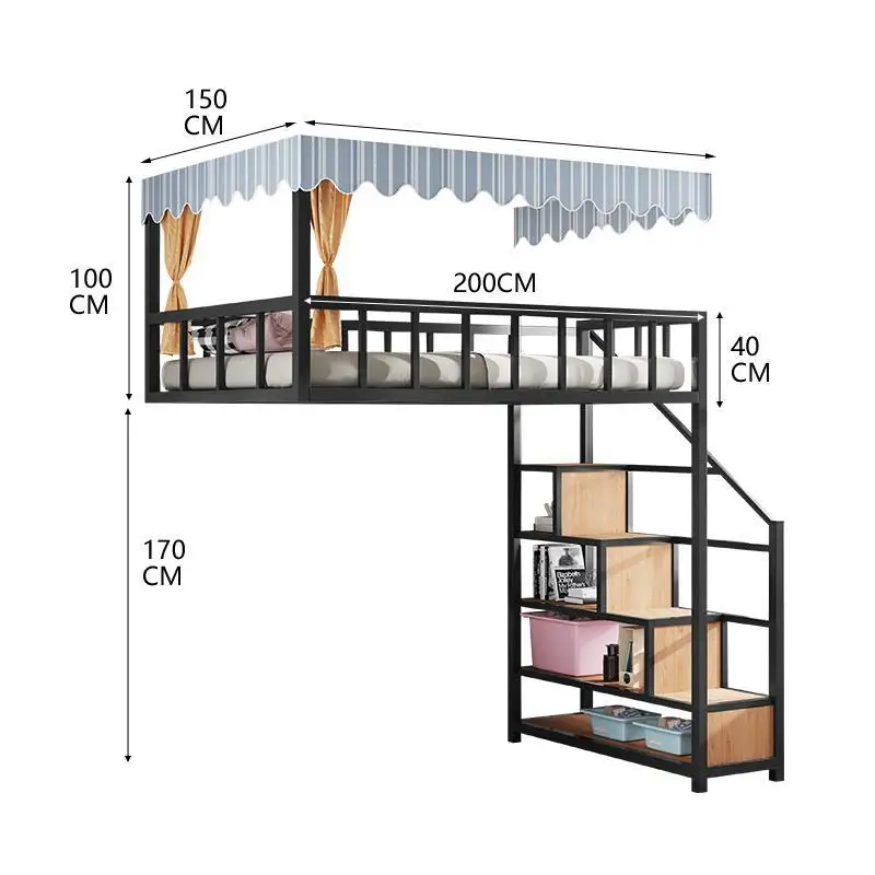 

Wrought Iron Hammock Space-saving Single Upper Floor Elevated Bed Loft Bed Dormitory Double Rental