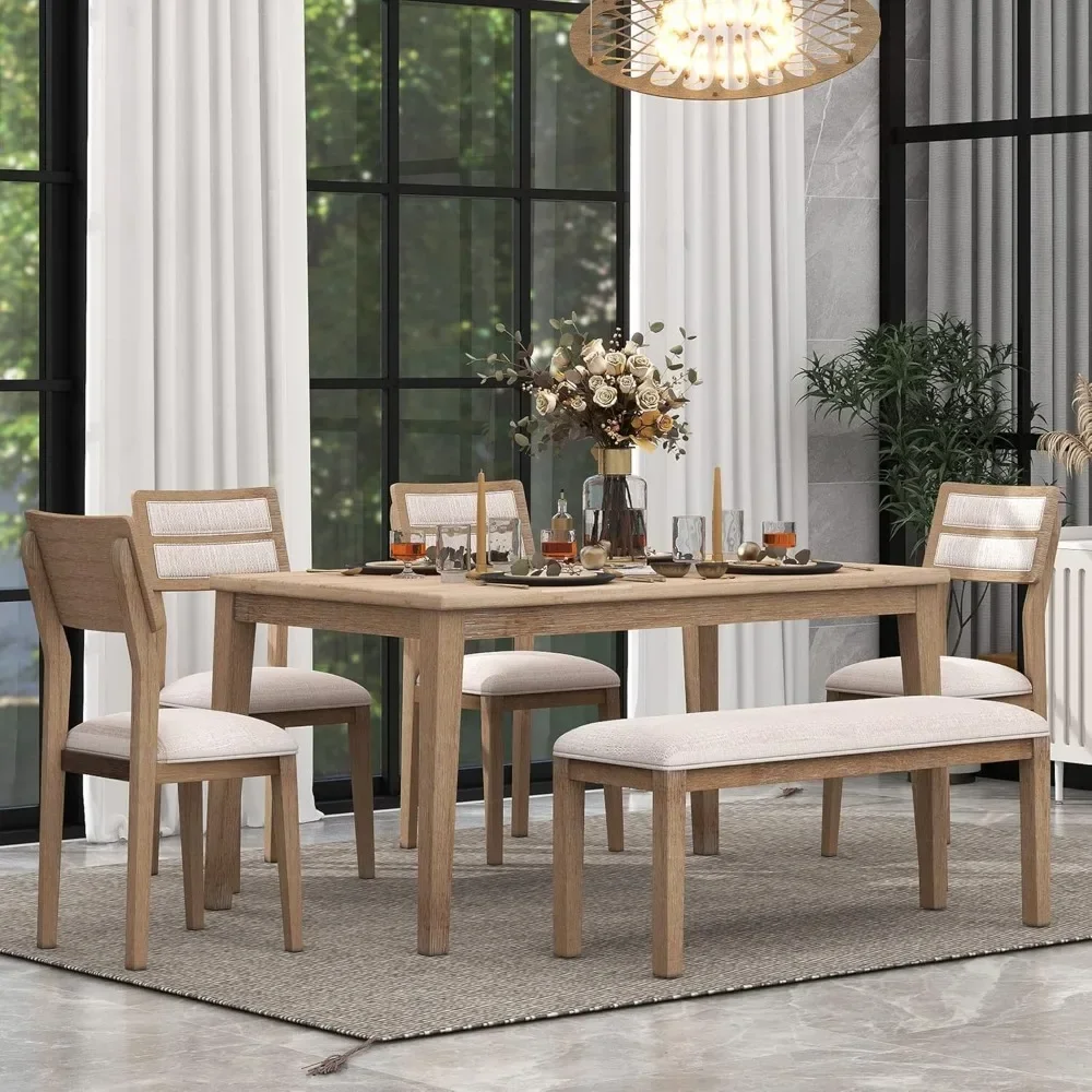 6-piece konyhai dining szoba Plató állítsa vel 4 upholstered Szék & Bakállvány, Klasszikus mű valamint Hagyományos stílusú, dining szoba sets