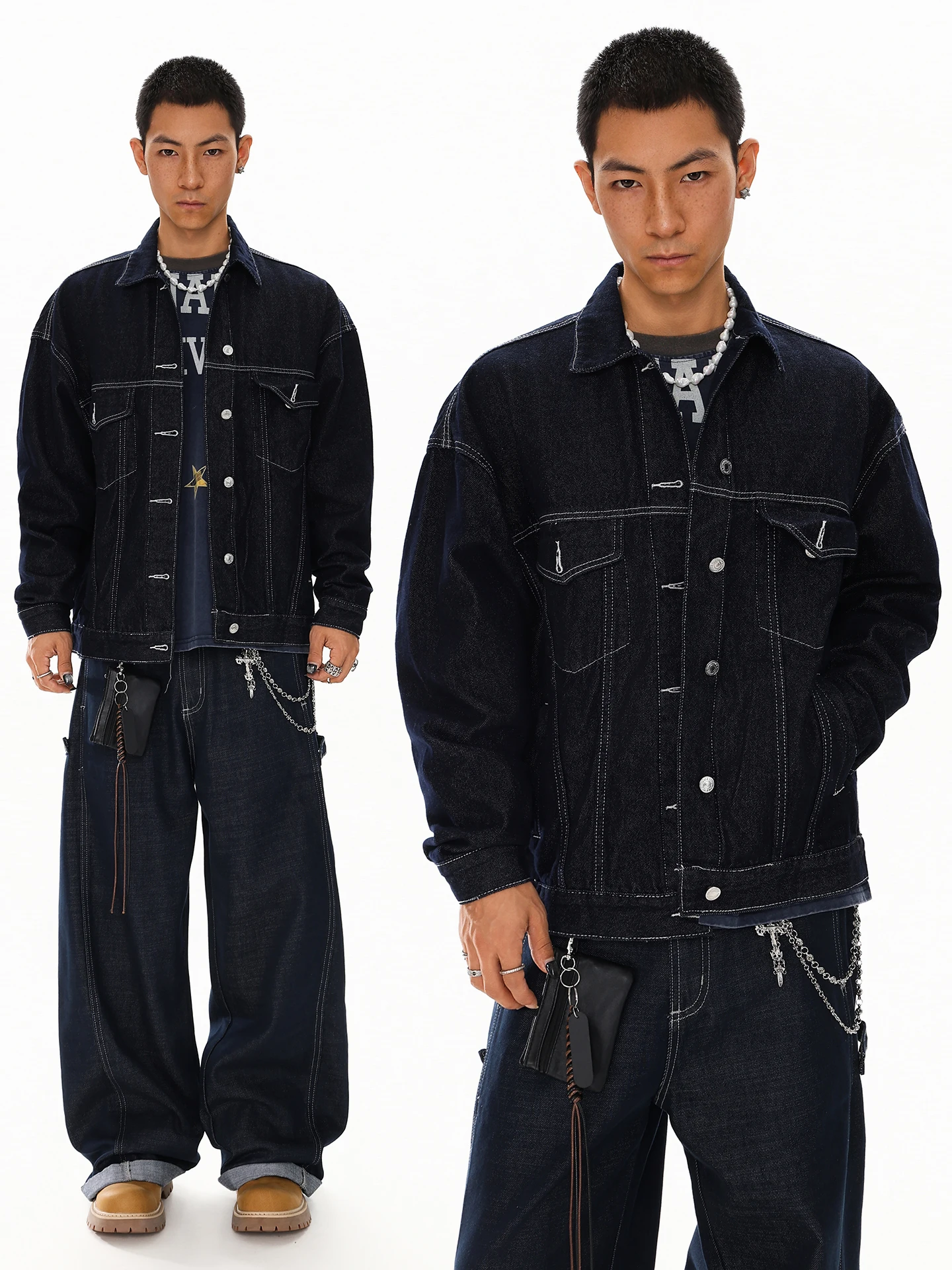 BETEBULE American Street Deconstructed Design Men's Denim Jacket Loose Outerwear High Street Spring 2026 Youth Fashion