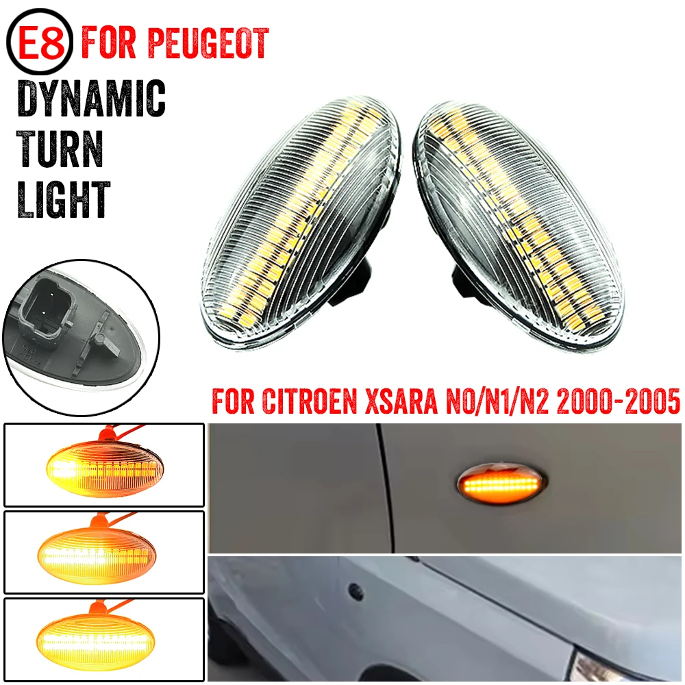 Pair Led Dynamic Turn Signal Side Marker Light For Peugeot 307 206 407 107 607 Sequential Blinker Light For Citroen C1 C2 C3