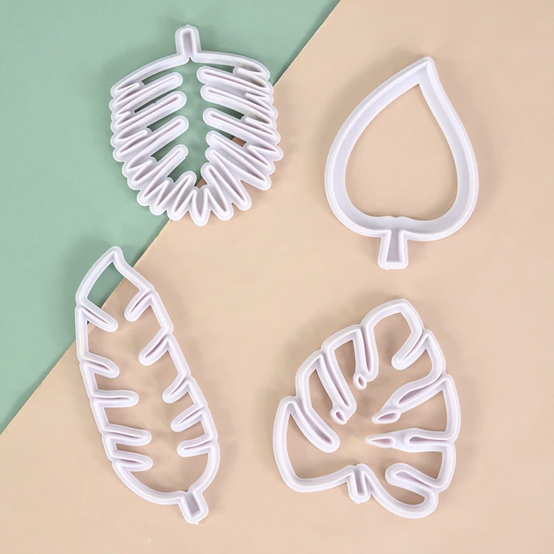 4 stücke Blätter Palme Plastik formen Dschungel Monstera Deliciosa tropische Blätter Aus stecher Backform Fondant Dekor Küchen werkzeug