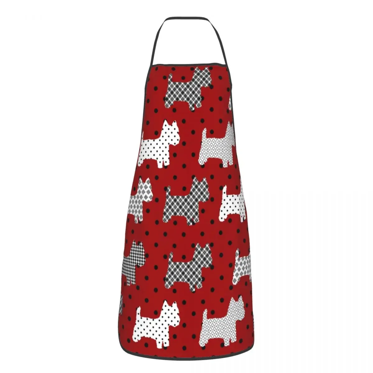 Westies Polka Dot Pattern Bib Aprons Men Women Kitchen Chef West Highland White Terrier Dog Tablier Cuisine for Cooking Baking