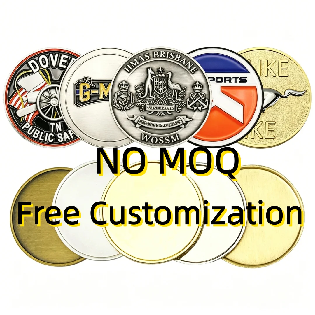 

Manufacture Make Your Own Souvenir Challenge Coin Custom Design Logo UV Printing Engraved Blank Metal Plated Silver Gold Coin