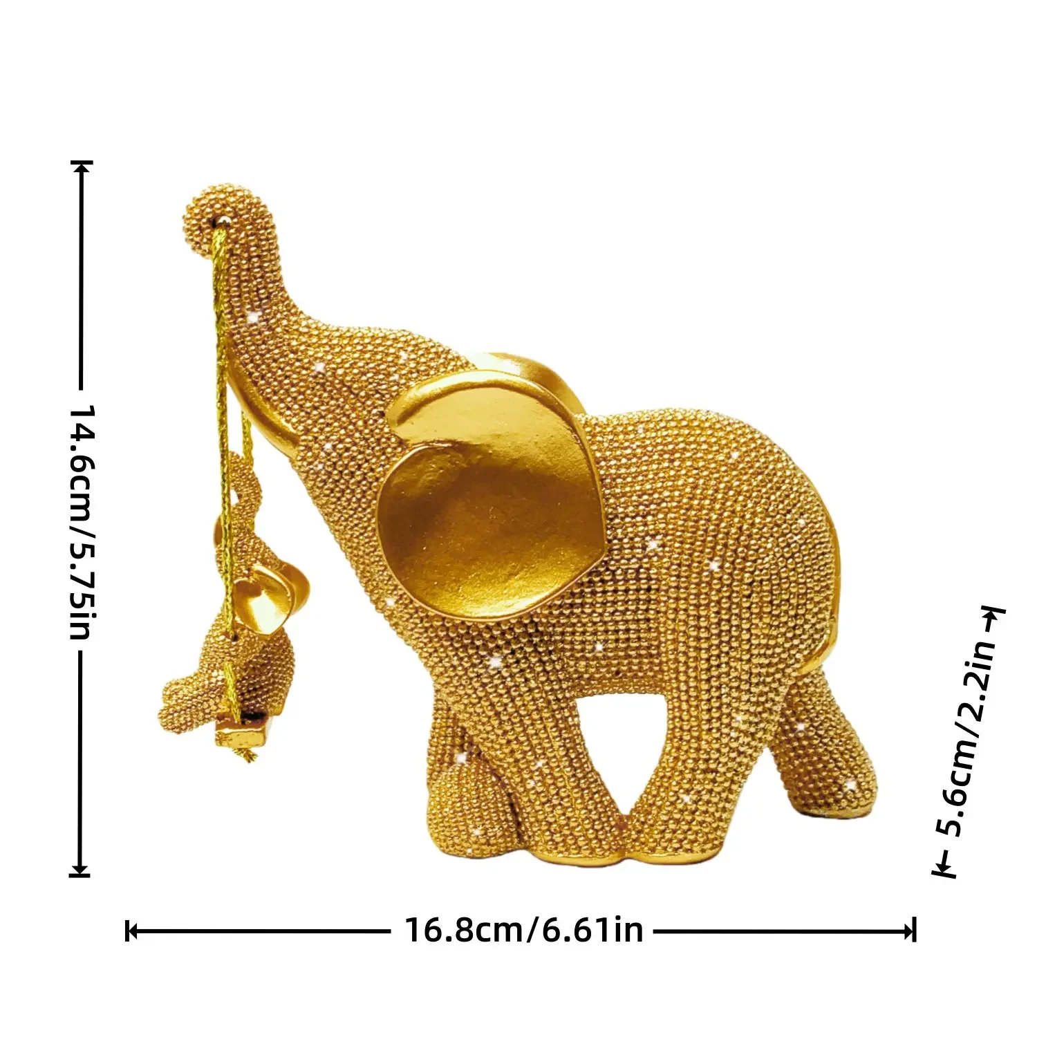 Silver Color Rhinestone Elephant Sculpture, Resin Sculptures, Shiny Crystal Swing Baby Elephant Resin Statue, Living Room Desk Shelf Home Lucky Decor, Decorative Sculptures, Decorative Piece, Gift Idea