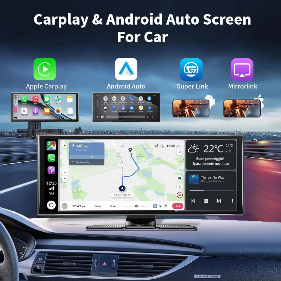 شاشة للسيارة 11.5 أكبر شاشة عالية الدقة لـ Carplay amp Android Auto Car Stereo مع كاميرا احتياطية 4K Dash Cam 1080P، GPS Navigati