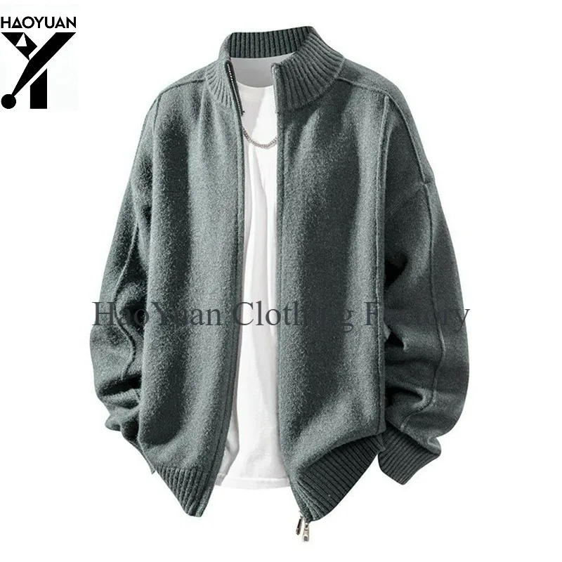 Men's Double Zipper Jacket for Casual Loose Simple Outdoor Cycling Running Hiking Camping Tourism Home Men's Sweater Jacket