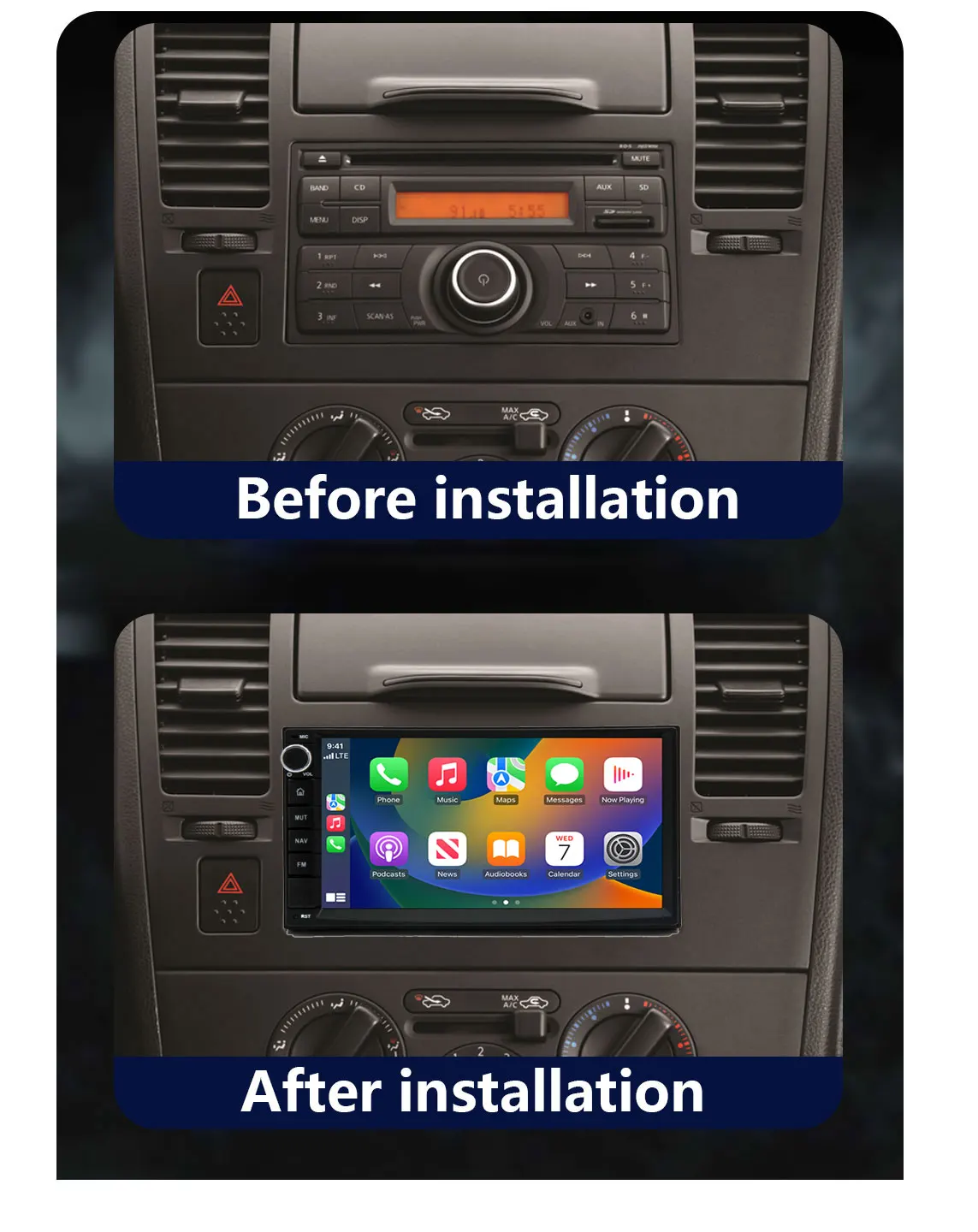 CHSTEK Carplay اللاسلكي لنيسان نافارا تويوتا كيا هيونداي VW هوندا فورد أندرويد نظام تحديد المواقع واي فاي FM السيارات فيديو Autoradio استبدال