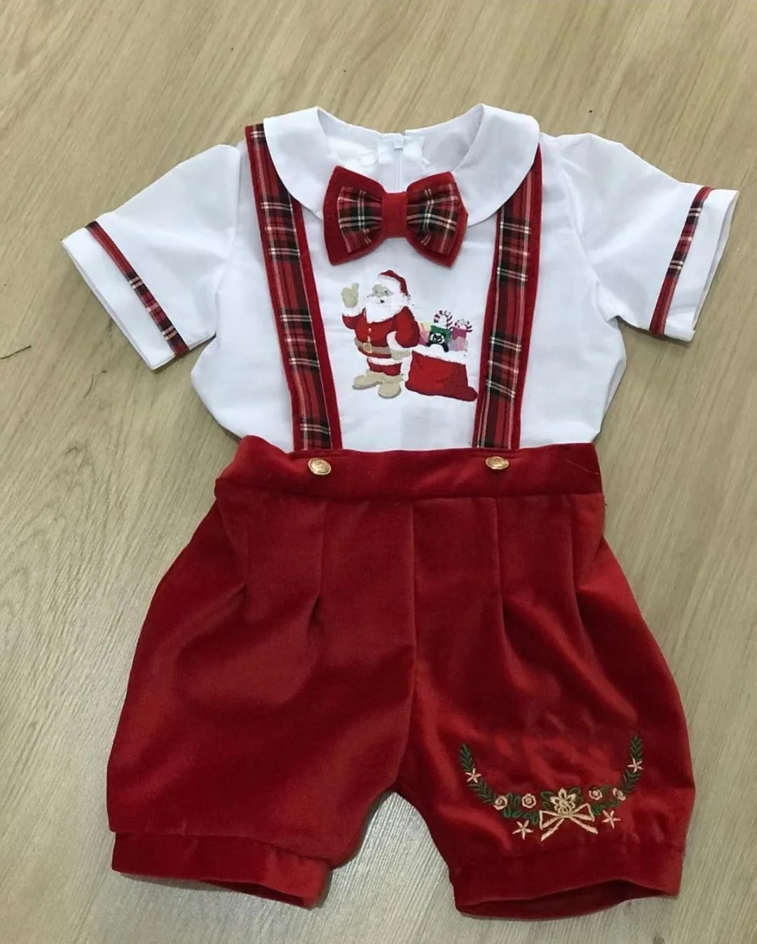 Baby Girl Boy Suit Autumn Winter Red Velvet Santa Claus Embroidery Vintage Princess Ball Gown Dress for Eid