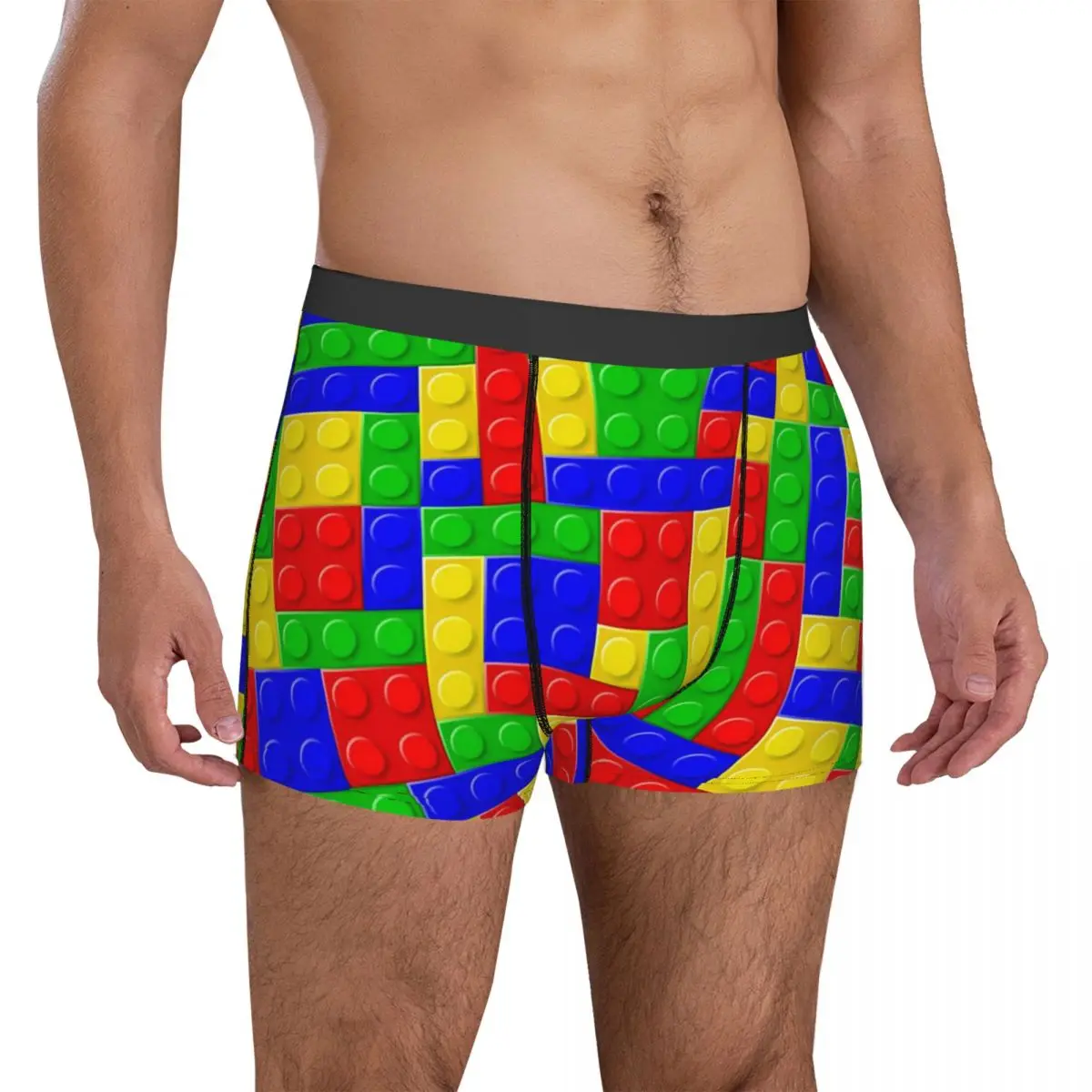 Blocks Vector Image Underwear Males Underpants Design Breathable Trunk High Quality Shorts Briefs Plus Size 2XL