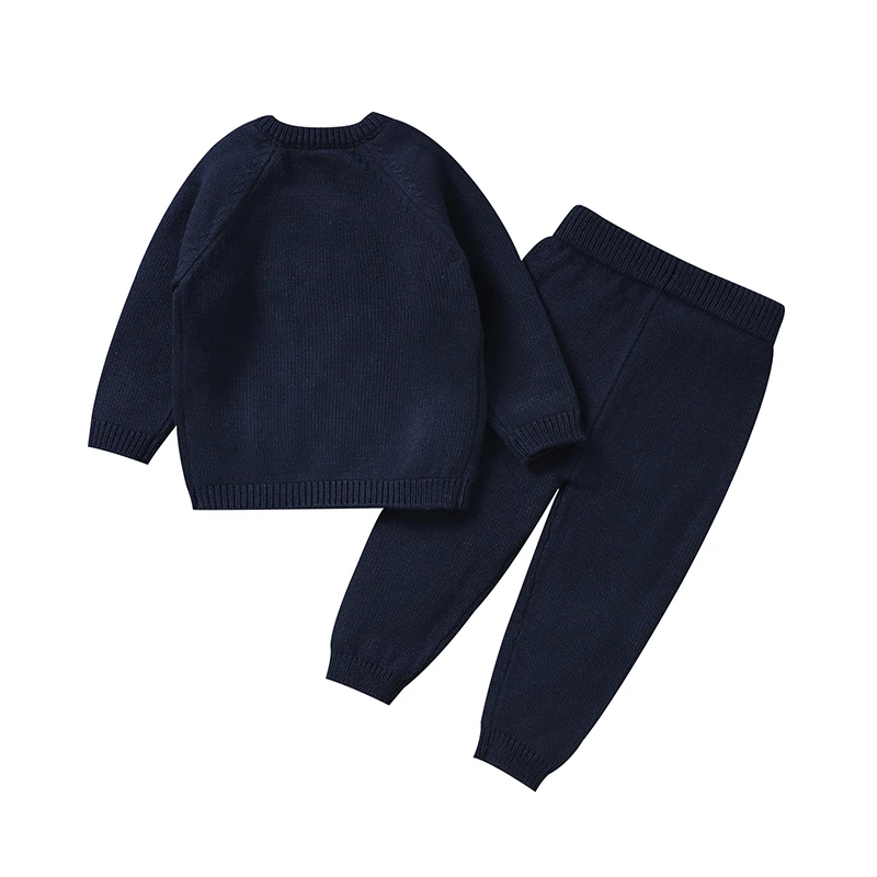 Set di vestiti per neonato invernale autunno Navy girocollo maglioni lavorati a maglia a maniche lunghe pullover + pantaloni tuta sportiva per tute