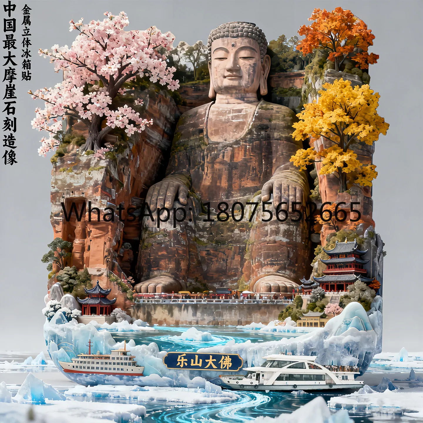 Metal refrigerator magnet sichuan cultural tourism scenery embossed souvenir