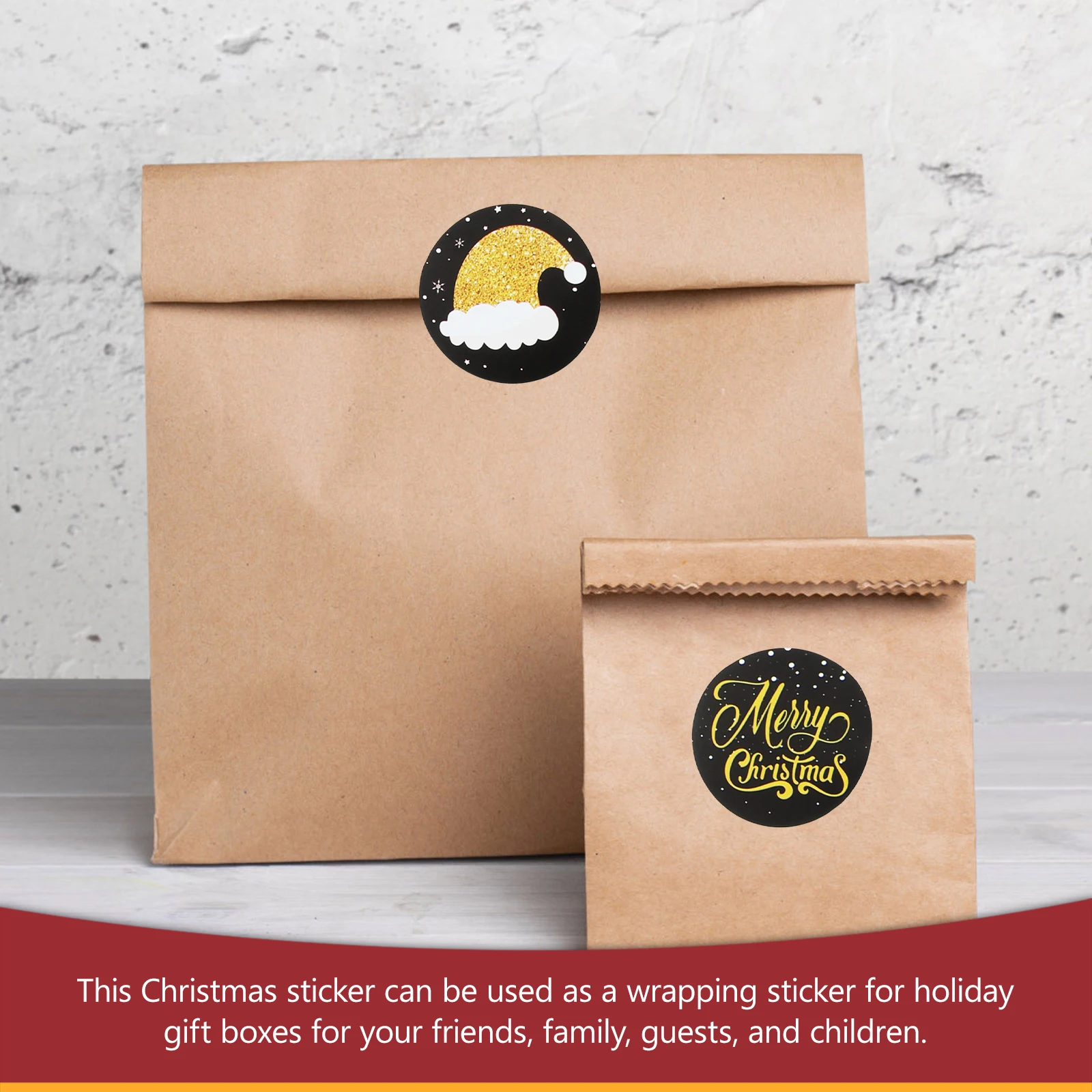 

1 Roll Christmas Stickers Handmade Gift Box Seal Sticker Decorative Seal Label Party Gift Labels Xmas Box Sealing Stickers