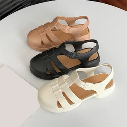 Women's Summer New PVC Roman Fashion Thick Bottom Flat Women's Shoes To Wear Casual Sandals