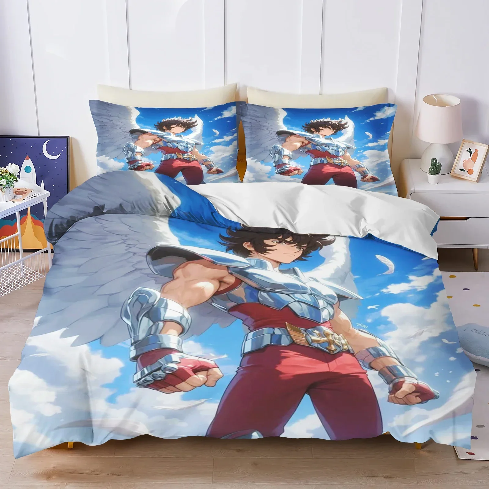 

3d Print Cartoon S-Saint Seiya Bedding Sets Comforter Quilt Bed Cover Duvet Cover Pillow Case 2-3 Pieces Sets Bedroom Decoration