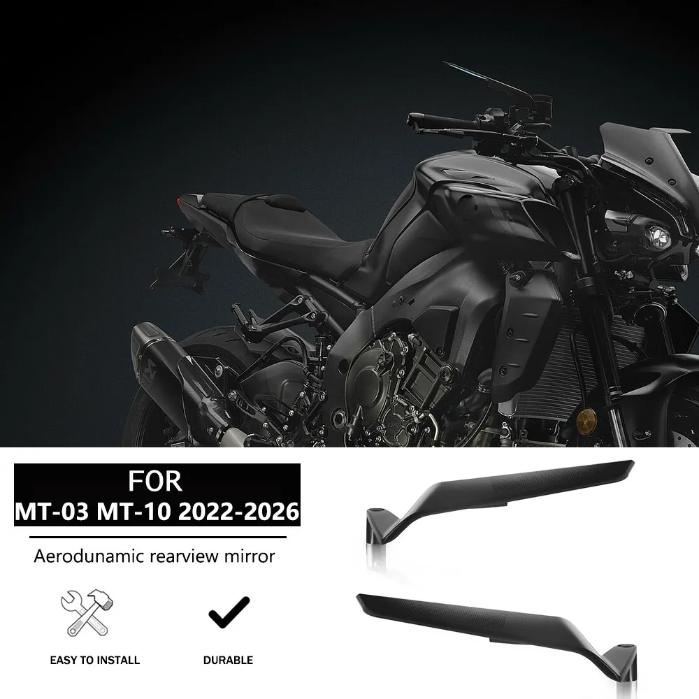 

For YAMAHA MT 03 MT03 MT 10 MT10 MT 10 MT10 22-26 Motorcycle Mirrors Stealth Winglets Mirror Kits To Rotate Adjustable Mirrors