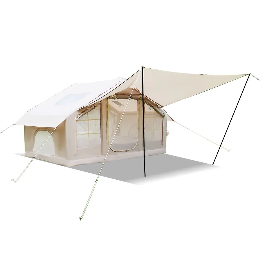 6.3 Square Meter Inflatable Camping Tent with Mesh Doors and Windows Including A Canopy Quick and Easy To Set Up Upgraded Quality Waterproof and Windproof Transparent Skylight Made of 420D Oxford Cloth Waterproof Fabric Suitable for Camping and Travel.