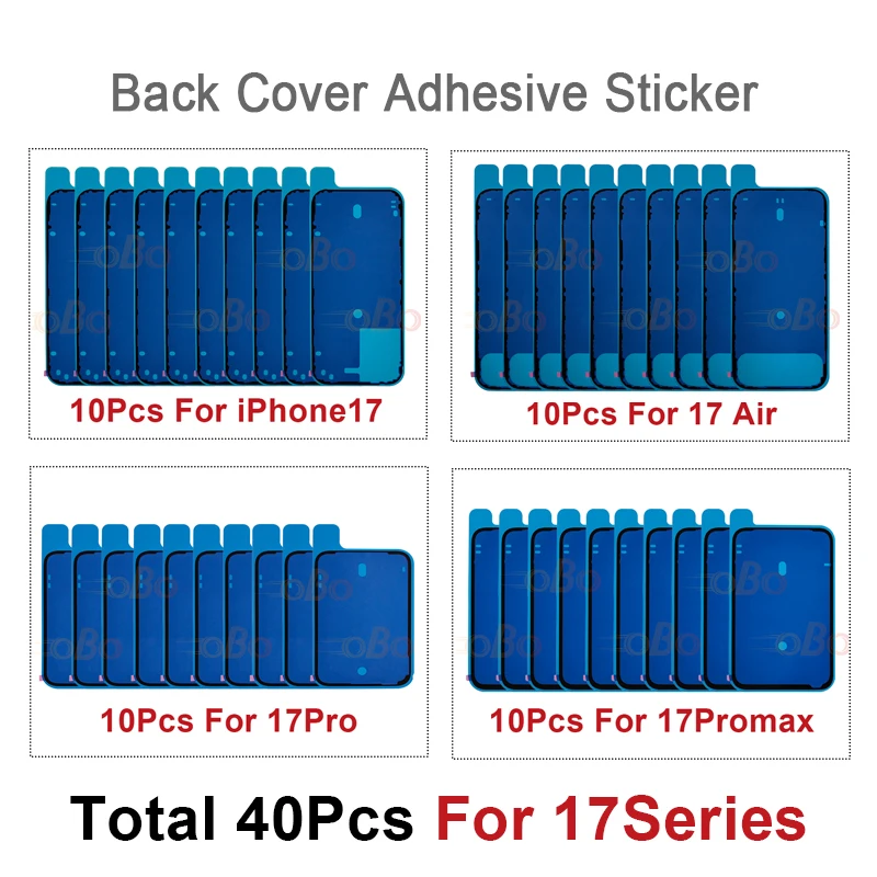 10 piezas, adhesivo impermeable para tapa trasera, sello para iPhone 17 Pro Max, cinta lateral trasera, pegamento para reparación 6