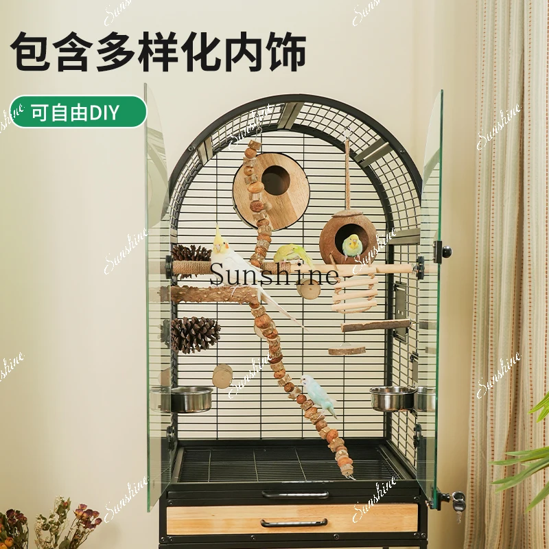Garden luxury cage large household solid wood splash-proof new Xuanfeng tiger skin bird villa  FT