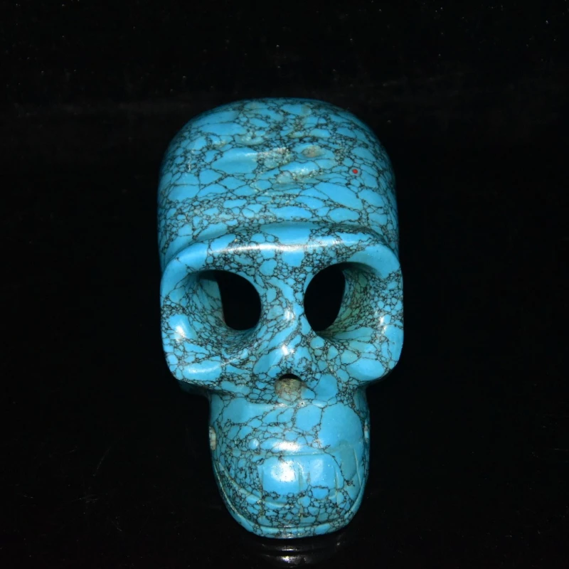 Statue de crâne de 15 cm en turquoise optimisée artificiellement, décoration d'Halloween pour la maison, décorations de bureau pour la méditation Reiki, cadeaux idéaux