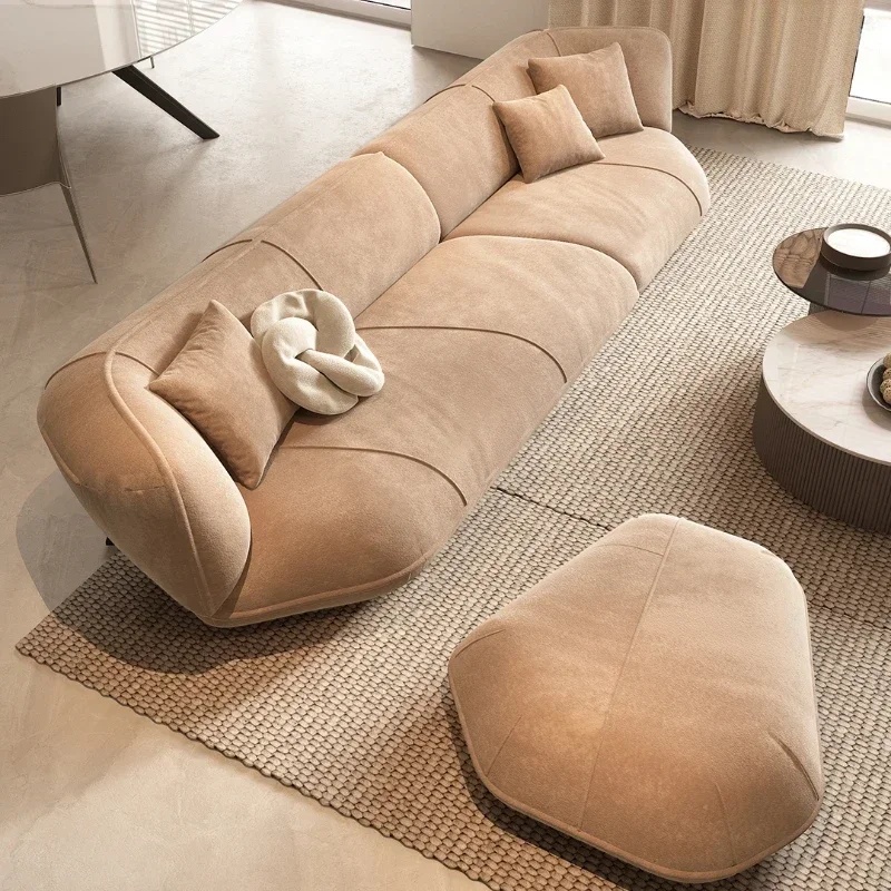 

Designer Creative Straight-Row Fabric Sofa One-Line Living Room Light Luxury