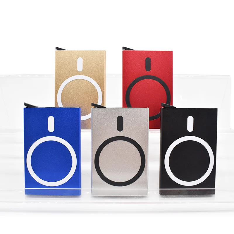 RFID Blocking Magnetic Card Holder Men Women Automatic Pop-up Aluminum Alloy Wallet for Phone Trendy Unisex ID Credit Case Purse