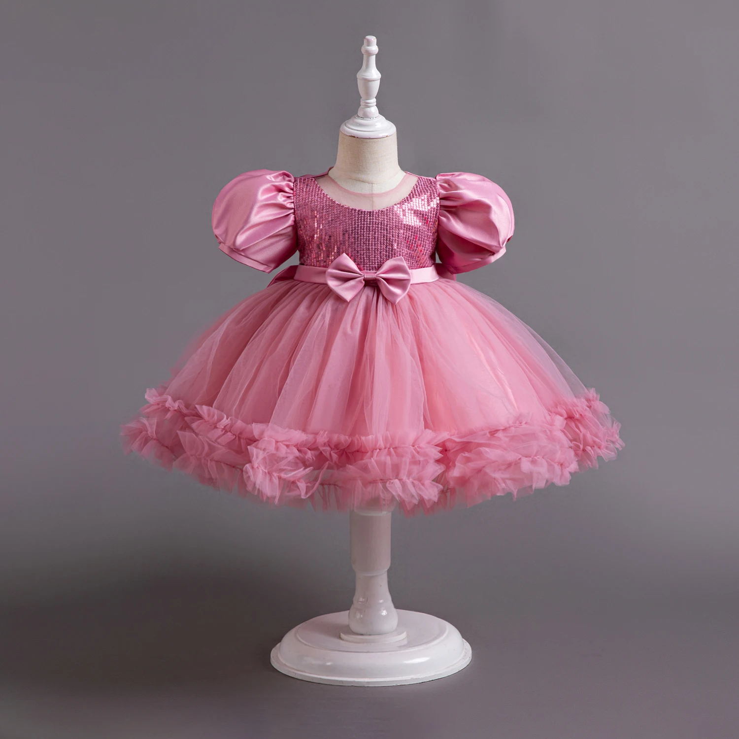 Baby Girls Sequin Dress 1st Birthday Baptism Party Costume 1-5Y Infant Gown Flower Kids Wedding Evening Elegant Princess Dresses