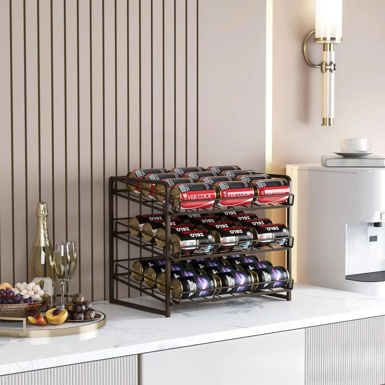 Ferro forjado cozinha Rack, cerveja pode acabamento armazenamento Rack, Desktop Rolling American Coke