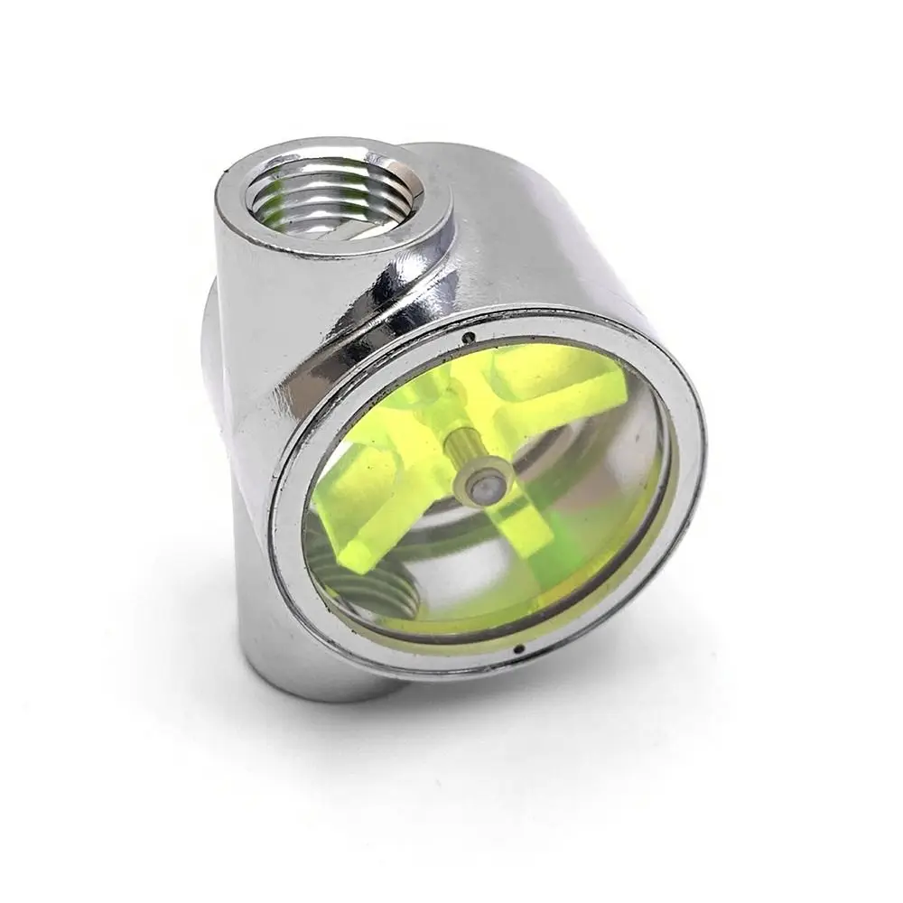 Computer Water Cooling Flow Meter; Metal Flow Meter; Flow Velocity Meter; Green; Five-bladed Wheel; G1/4; 2-point Thread.