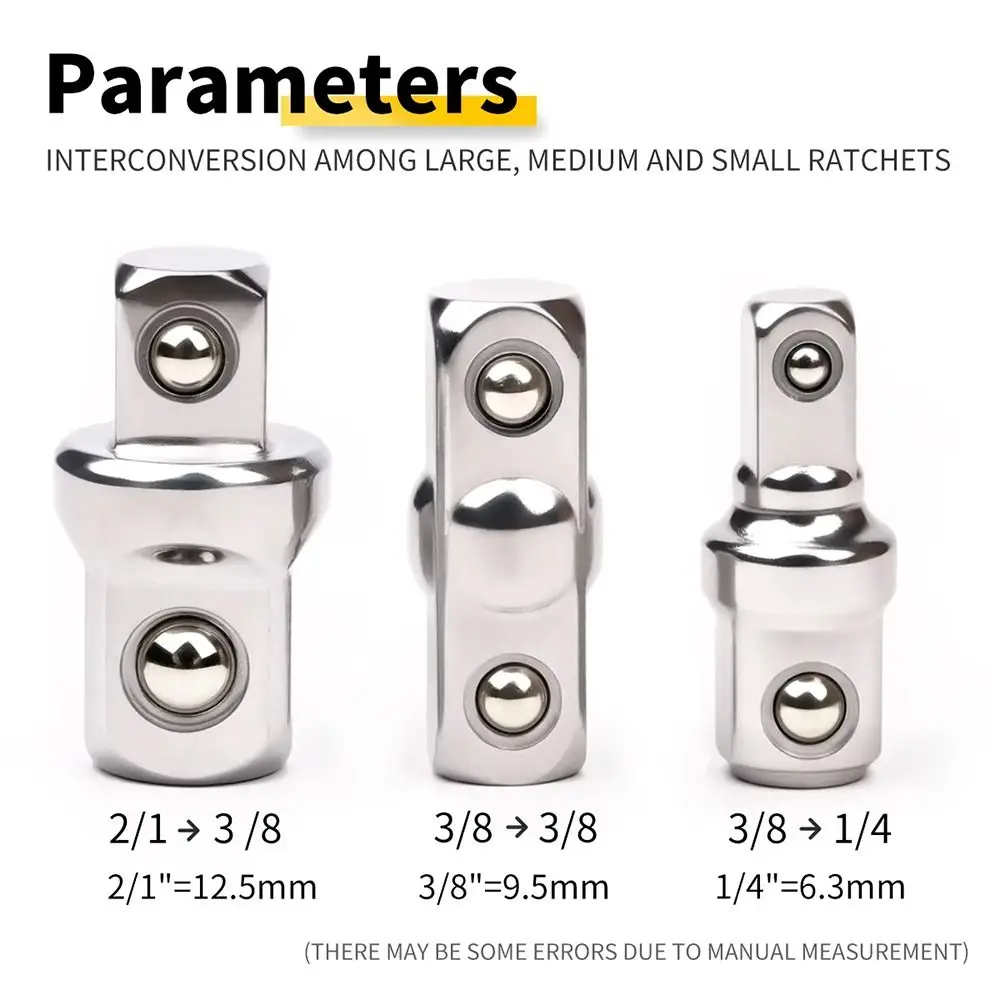4Pcs/Set Impact Drive Converter Adapter 1/4 3/8 1/2 Double Square Head Ratchet Wrench Adapter Conversion Rod Steel