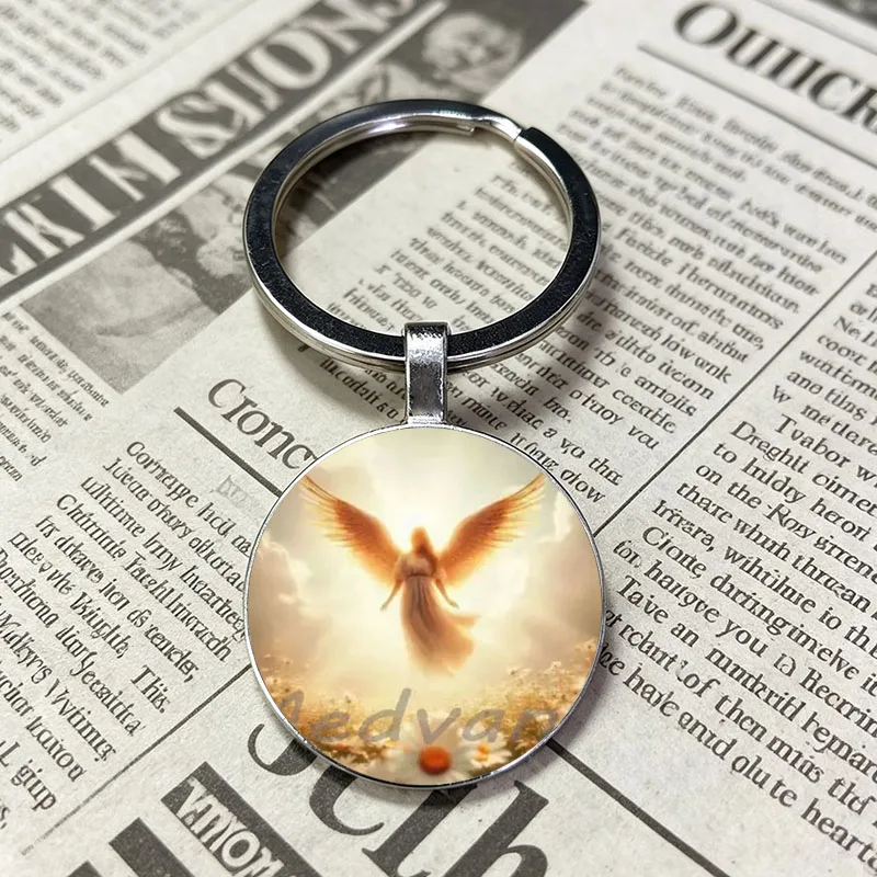 Hot Sale Sacred Angel Virgin Mary Glass Dome Key Pendant Inspirational Belief Blessing Accessory Faith Present