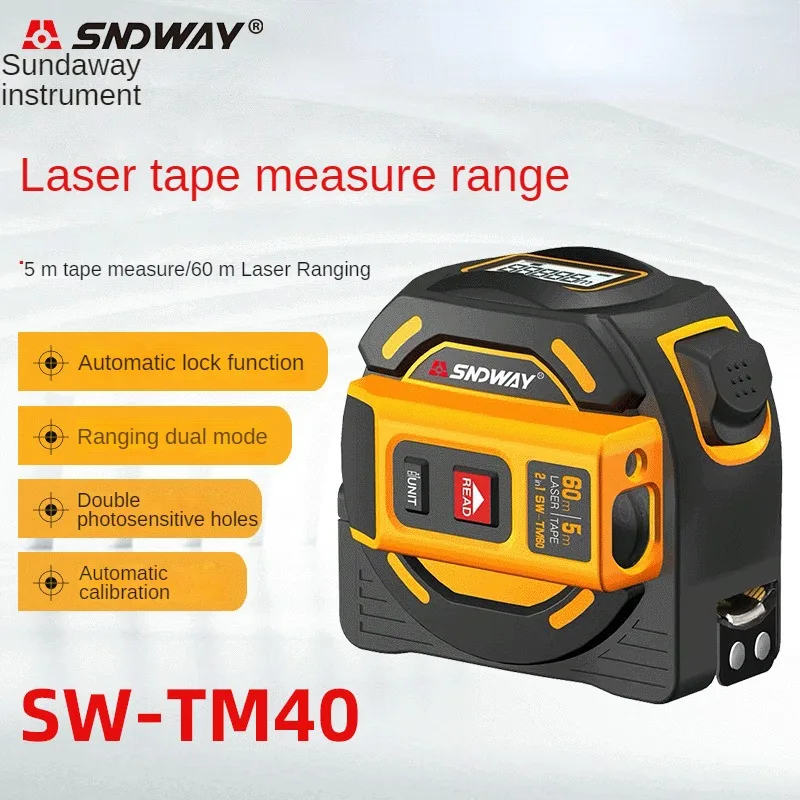 SNDWAY SW-TM40 infrared tape telescope laser belt Distance measuring equipment multi-function self-locking manual tool device