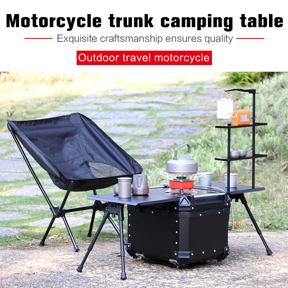 Motorcycle Side Box, Trunk, Table Board, Outdoor Storage Expansion, Quick Detachable Small Table Board, Camping Folding Portable