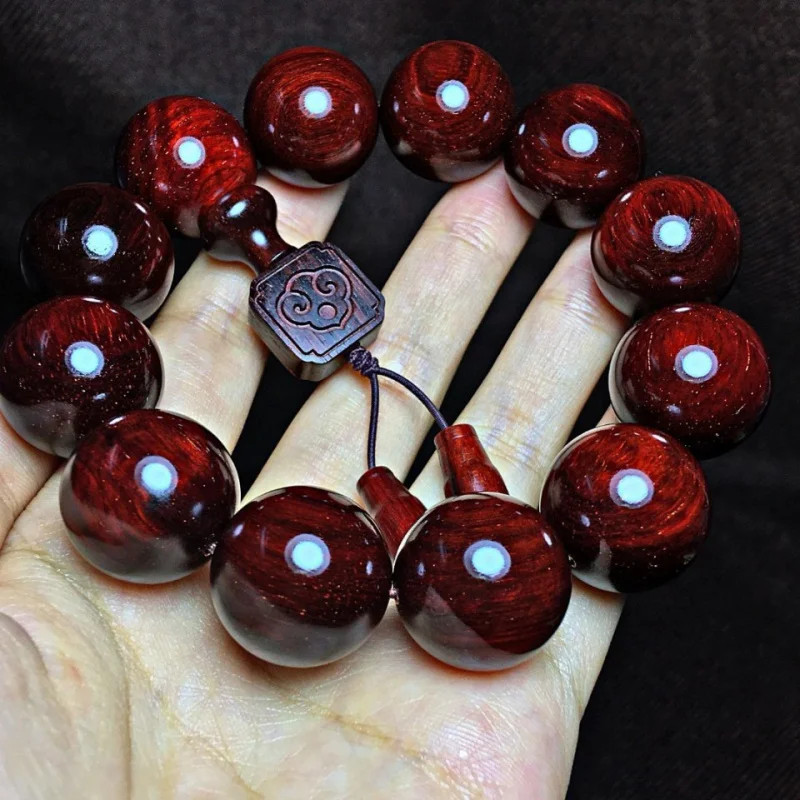 Authentic Indian small-leaf rosewood , old material 2.0 Buddha beads, unisex , golden star bracelet, high-densit