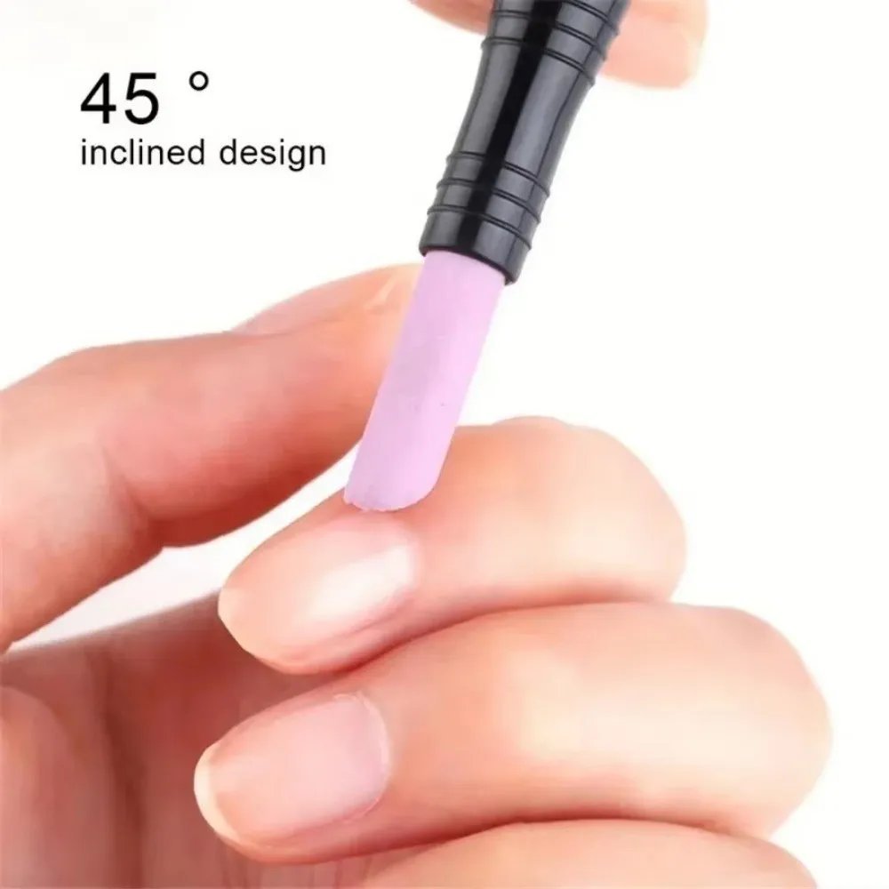 Portable Dual-Ended Quartz Scrub Stick Round Fine Polishing Nail File Reusable Dead Skin Trimmer Nail Pusher Pen Nail Care Tool
