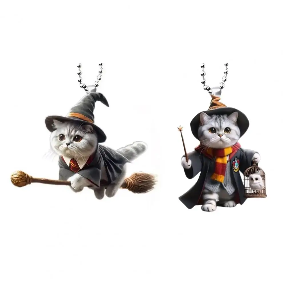 Acrylic Car Charm Set Acrylic Magic Kitten Decor Adorable Acrylic Cat Pendants for Car Xmas Tree Decorations Set of 2 Cute