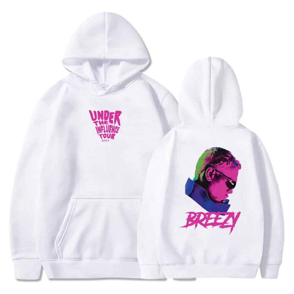 Chris Brown Merch Under The Influence Tour Breezy Álbum Moletom com capuz de manga comprida Estilo Hip Hop Roupas masculinas femininas