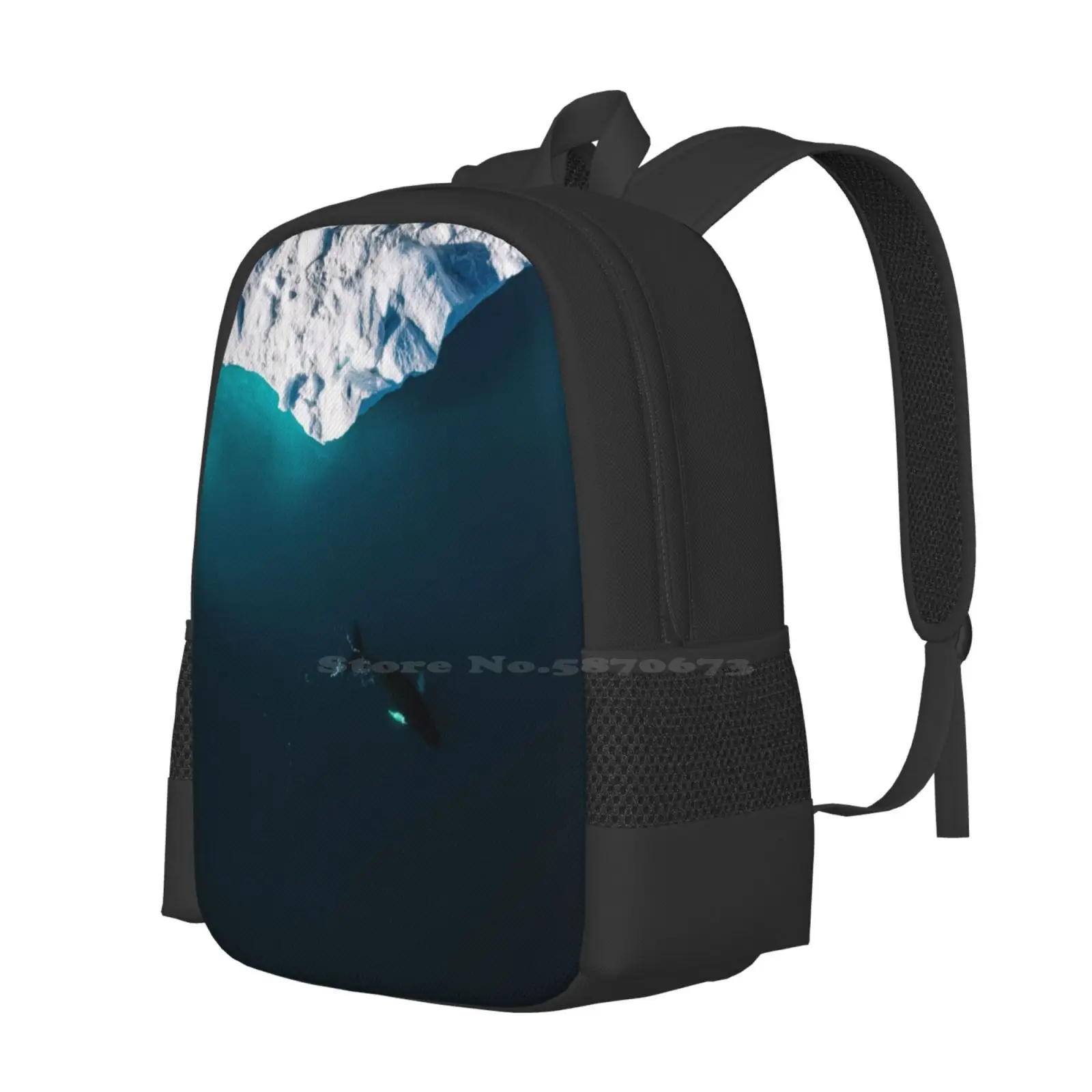 Aerial Of A Lone Humpback Whale In Front Of An Iceberg In Greenland School Bag Big Capacity Backpack Laptop Humpback Whale