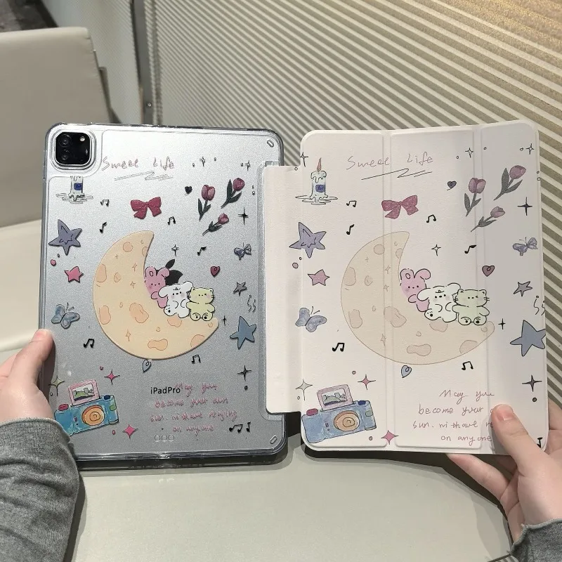 Cartoon Animals Ipad Case for Mini7 Air7 Air6 Pro 11in Cute Rabbit Tablet Case Ipad 6th 9.7 Air2 7/8/9th 10.2 10th 10.9in Cover