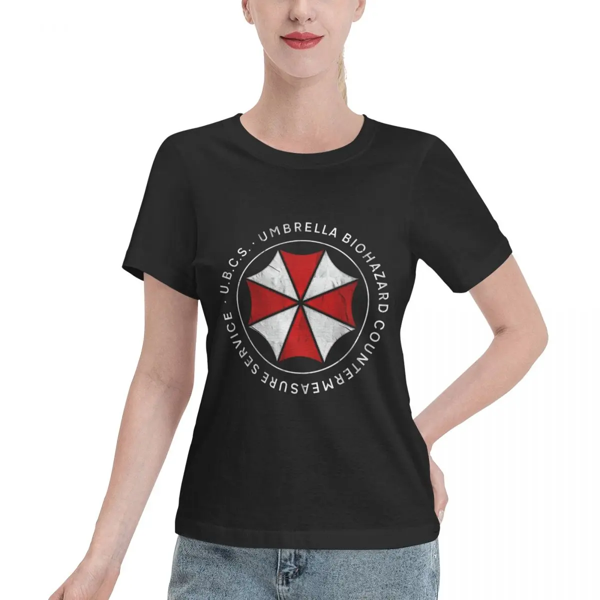 Durable Wear Umbrella Biohazard Countermeasure Service Resident Women's T-shirt Lightweight Outfit Oversized Top