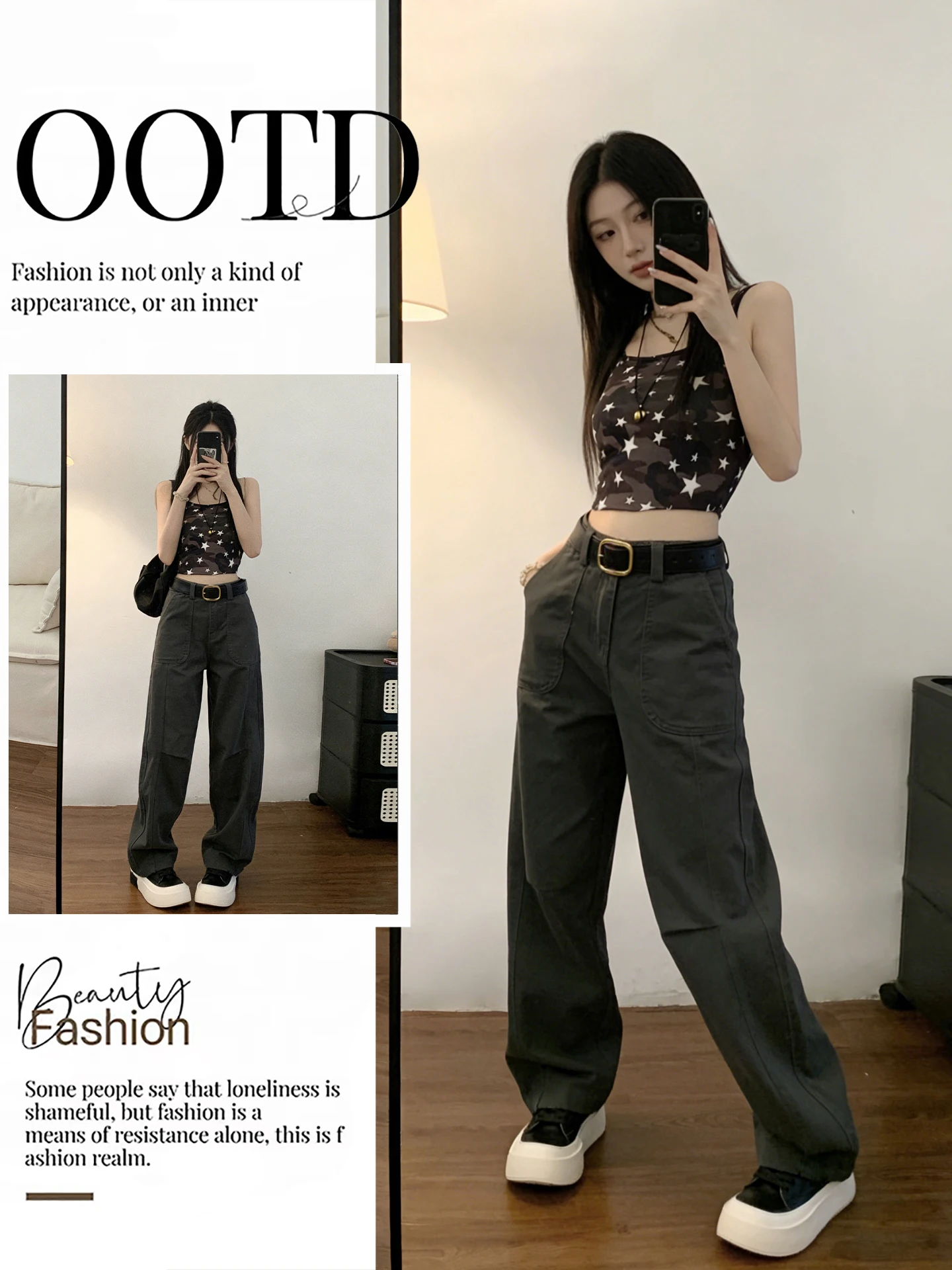 

Retro American ey Workwear Jeans Women's Loose Casual Slim Straight Knife Long Pants High Waist Zipper Polyester Fiber