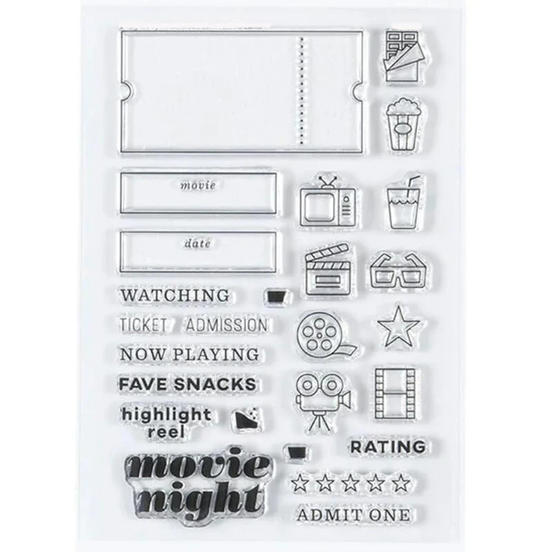 KLJUYP movie night stamp Transparent Clear Silicone Stamps for DIY Scrapbooking/Card Making/Kids Crafts Decoration Supplies