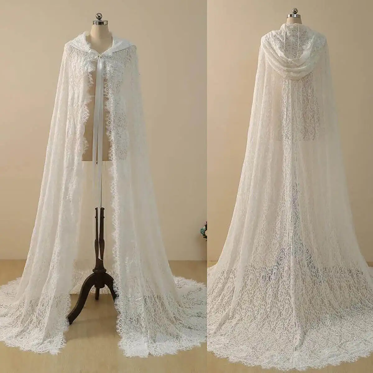 

Customized Hooded Wedding Wraps Vintage Lace Up Bridal Jacket With Sleeveless Christmas Halloween Bride Accessories