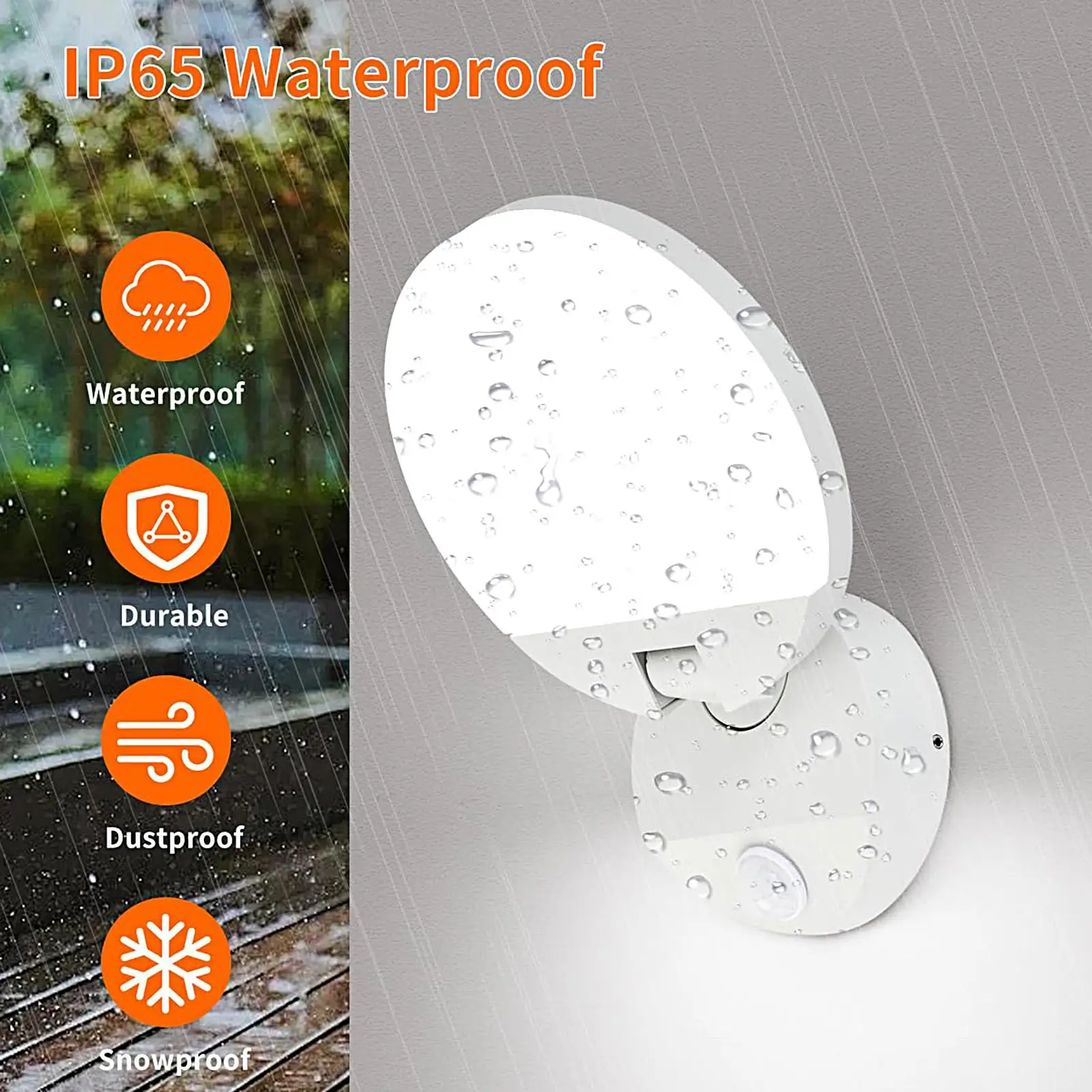 

Наружный настенный светильник, современный круглый, 18 Вт, с датчиком движения, декоративное освещение для патио, гаража, входной двери, подъездной дорожки, сада