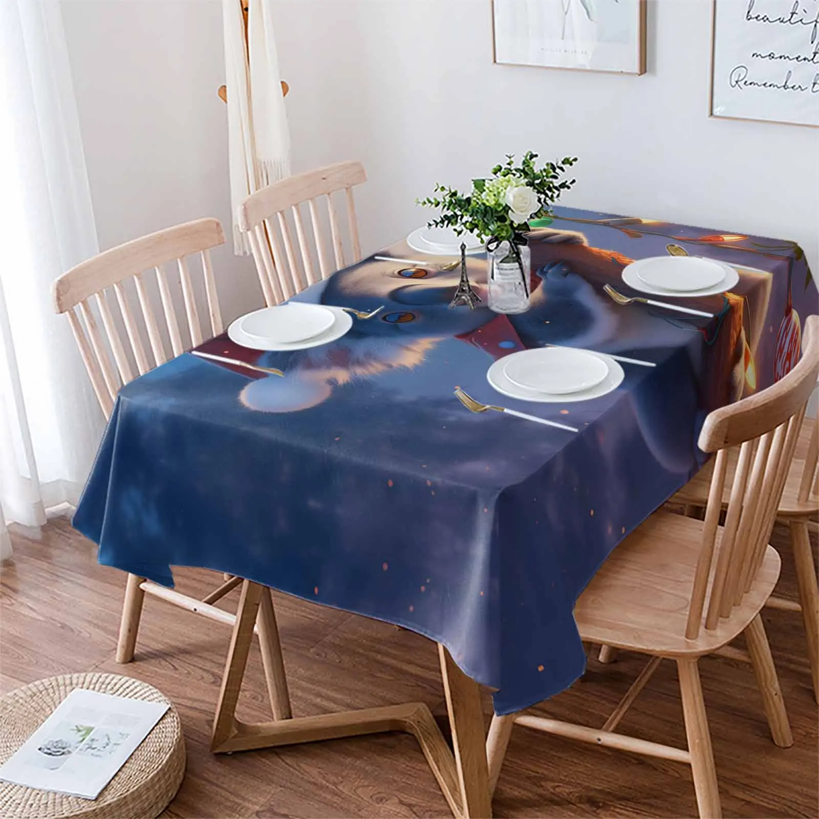 Christmas And Winter Koalas Tablecloths Waterproof Kitchen Coffee Table For Living Room Home Decor Dining Table