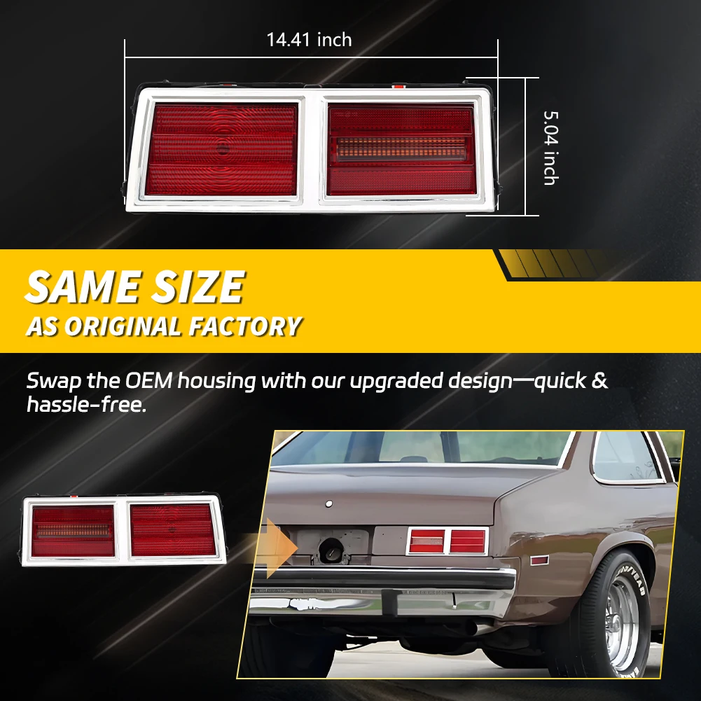 2Pcs Rear Reverse Light Brake Light Backup Light Tail Light W/ Gaskets Red/White LED For 1975 1976 1977 1978 1979 Chevrolet Nova