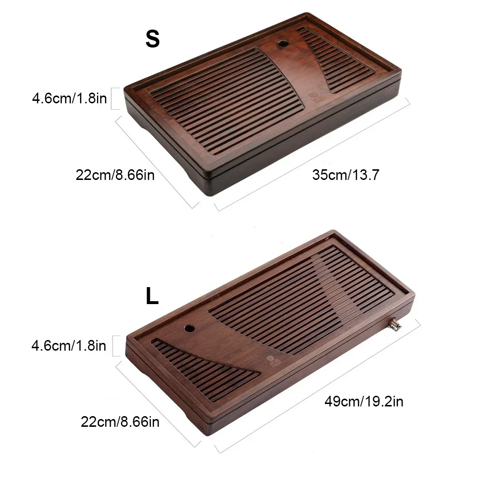 Solid Wood Tea Board Bamboo Tea Tray with Water Torage Drainage Puer Tank Table Saucer Drawer Tray for Ceremony Teaware Tool
