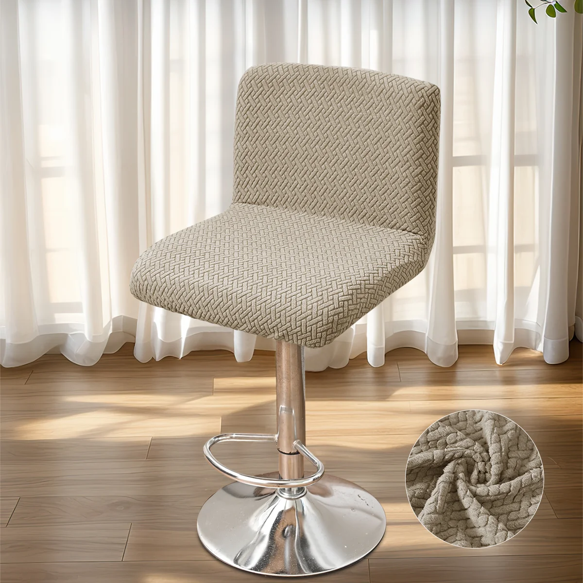 1PC solid color elastic striped grid low back chair cover, suitable for hotel restaurant chair cover decoration
